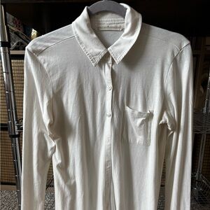 Peruvian Connection cream solid 100% Pima Cotton Button Down shirt  sz M